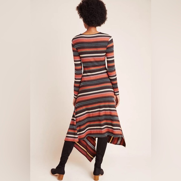 Anthropologie Maeve long sleeve multi stripe knit midi dress - size Medium (M) - Picture 3 of 8